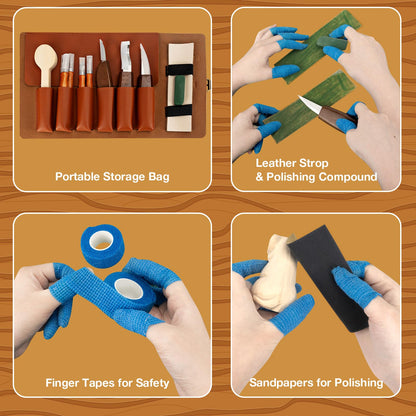 Wood Carving Kit, 37pcs Wood Carving Tools with 12 Color Paint, Wood Whittling Kit with 4pcs Templates & Users Guide for Beginners37Pcs Wood Carving Kit with Storage Bag