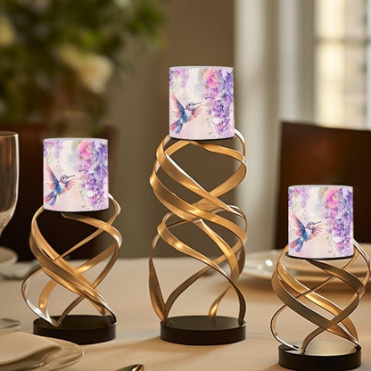NETILGEN Purple Floral Hummingbird Flameless LED Candles Pack of 4 Color Changing Battery Operated Flickering LED Pillar Candles with Remote Timer Control