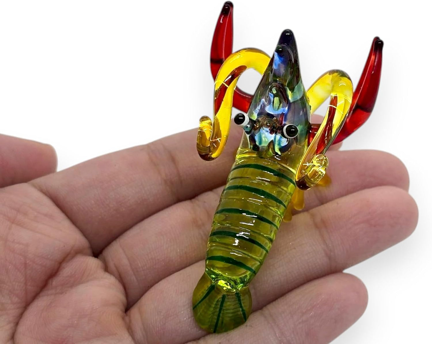 2" ChangThai Design Tiny Green Red Blue Shrimp Prawn Lobster - Miniature Hand Blown Glass Sea Animal Fish Marine