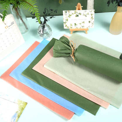 120 Sheets Morandi Series Gift Tissue Paper for Gift Bags, 20 x 14 Inch Sage Green Dark Green Cinnamon Light Blue Wrapping Paper for Birthday Wedding Baby Shower Art Crafts Christmas Party Supplies