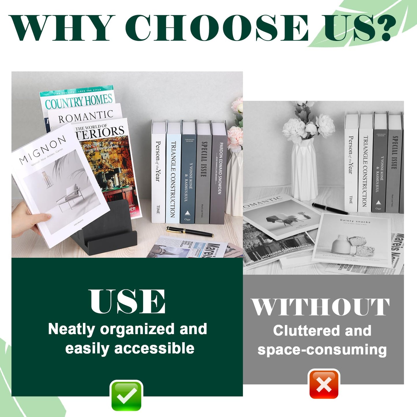 HKSZEH 4 Tier Wood Brochure Display Stand 6 x 9 inch Black Brochure Holder Pamphlet Display Stand for 5.5 x 8.5 inch 5 x 7 inch Booklets Menus Postcard Holder Multi Purpose Organizer
