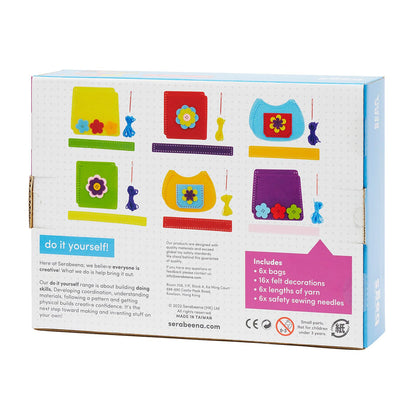 Serabeena Sewing Kit for Kids - Sew Your Own Felt Bags with Handles | Beginner Craft Kit Ages 6-8 | 6 Screen-Free No-Mess DIY Sewing Projects & Accessories