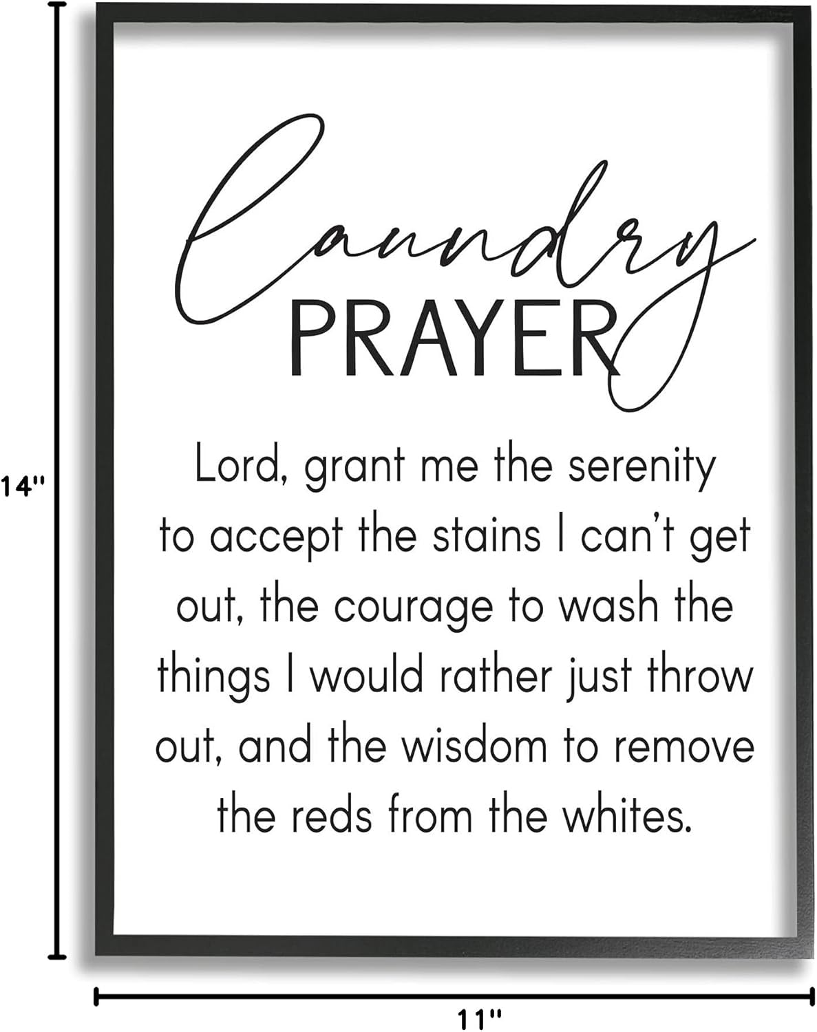Stupell Industries Laundry Prayer | Faith Based Sentiment Home Cleaning Parody | 11 x 14 Black Framed Wall Art