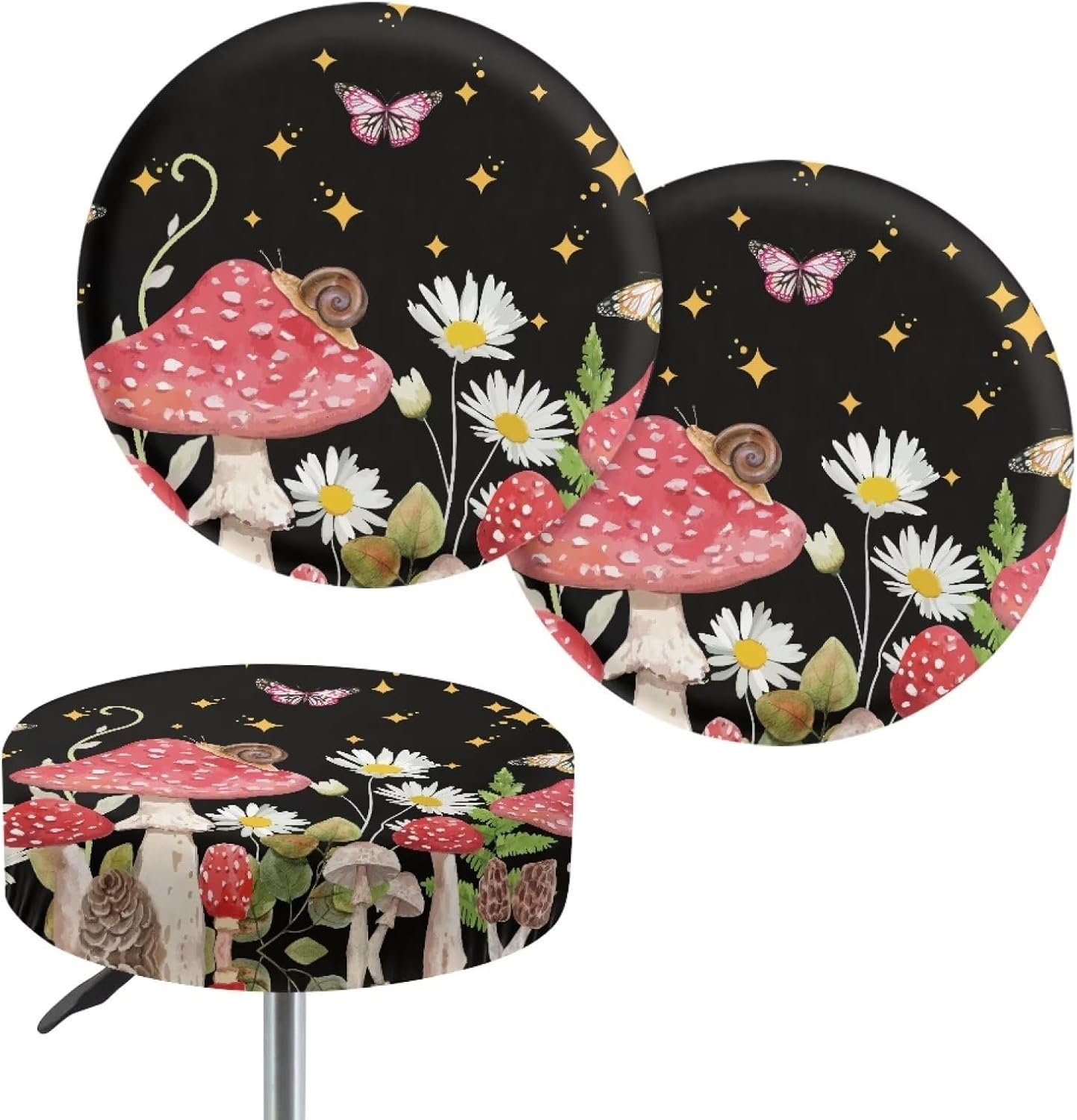 Kuiaobaty Round Chair Cover Pack of 2 pcs, Elastic Comfy Round Seat Cover for Home Office Bar Decor (14"-16")