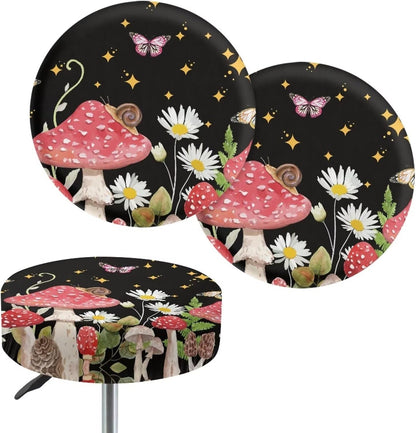 Pack 8 13 15" Kuiaobaty Round Chair Cover of pcs Bar Stool Cover Elastic Comfy Round Seat Cover Vanity Chairs Cover