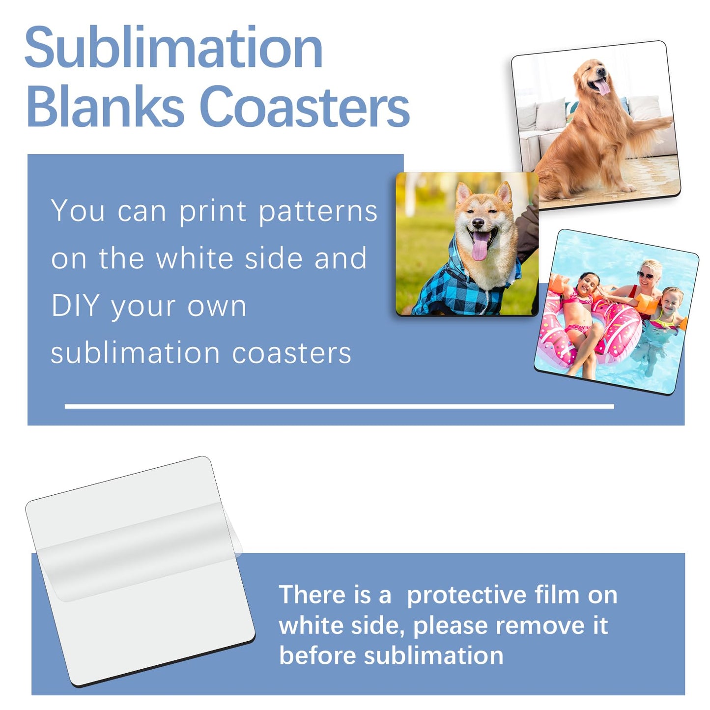 36 Pcs Sublimation Small Square Coaster Blanks Bulk with Cork Back MDF Heat Transfer Wood Cork Coasters Product Blank Iteam 3.54x3.54 Inch