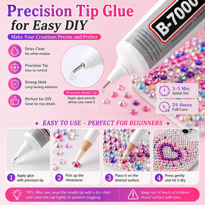 40000Pcs 40 Colors Jelly Resin Kit, Bedazzling Kit, Bedazzler Kit with Rhinestones, 3mm Flatback Gems with B7000 Glue & Tools for Crafts, Nails, Shoes