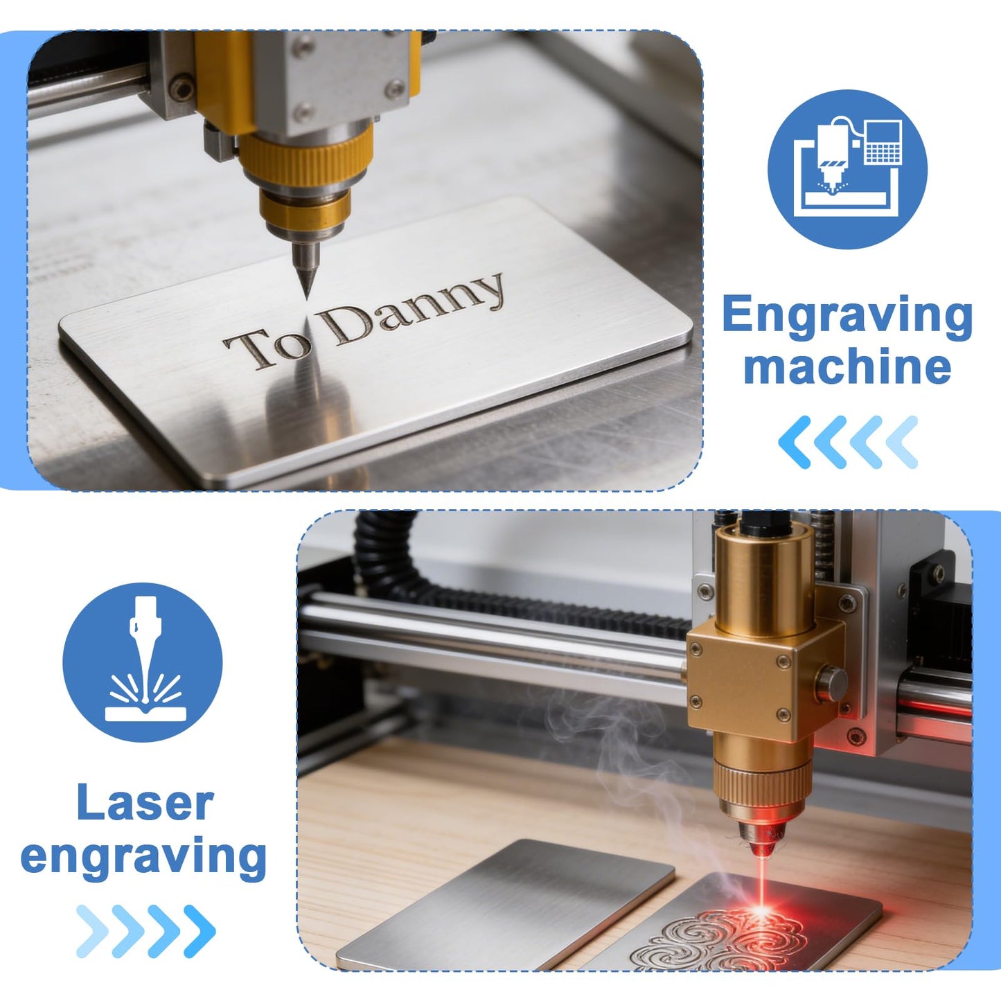 Afcabakila 30pcs 304 Stainless Steel Metal Business Card Blanks Laser Engraving Metal Cards 3.4" x 2.1" 0.8mm Thick for DIY Customizable Nameplates Gift Professional Branding