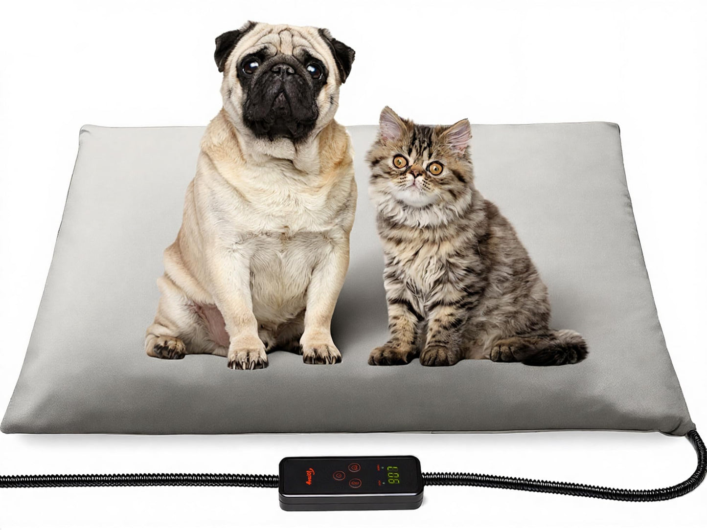 Toozey Small Pet Heating Pad, 6 Adjustable Temperature Dog Cat Heating Pad with Timer, Waterproof Heated Cat Bed with Chew Resistant Cord, Indoor Electric Pet Heated Mat 18x16in