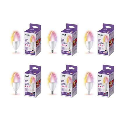 WiZ Connected 40W B12 LED Smart Light Bulbs - 3 Pack - Connects to Your Wi-Fi - E12 Smart Bulb - Control with Voice or App + Activate with Motion - Matter Compatible