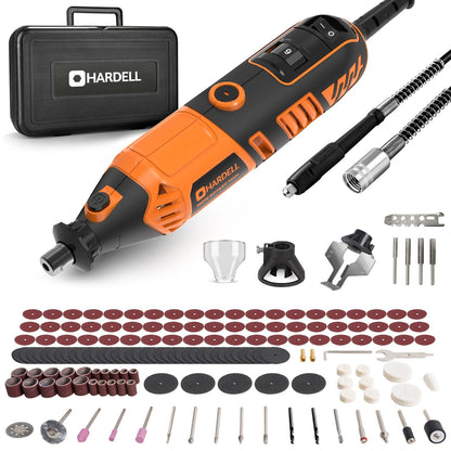 HARDELL 180W Corded Rotary Tool Kit 6 Variable Speeds with Flex Shaft, Chainsaw Sharpener, 8000-35000RPM 153pcs Accessories Kit for Sanding, Polishing, Cutting, Engraving,Carving, DIY Crafts