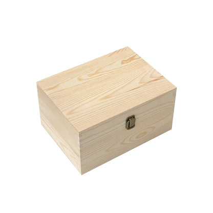 Cregugua 1 Pack Unfinished Wood box with Lid Crafts Wooden Storage Box for DIY Arts Project (Outer 10.6 x 7.9 x 5.7 IN,Interior 10 x 7.3 x 5.3 IN)