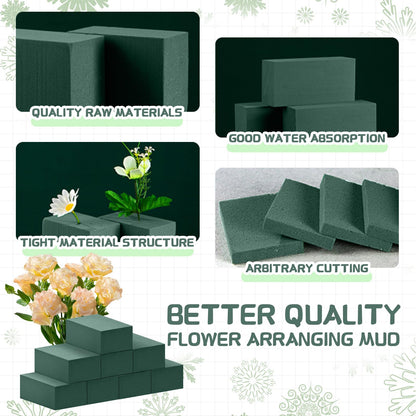 10 Pcs Floral Foam Blocks, (7.8" L x 3.5" W x 2.4" H) Green Foam for Flower Arrangements, Plant Foam Dry & Wet Flower Foam, Florist Foam for DIY Crafts, Wedding, Birthdays, Home Decorations