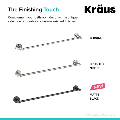 KRAUS Elie 24-inch Bathroom Towel Bar, Brushed Nickel Finish, KEA-18837BN
