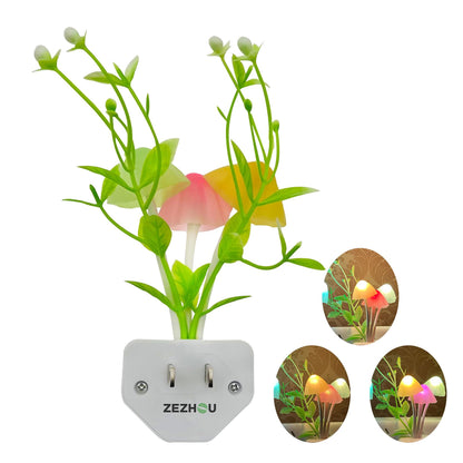 ZEZHOU Smart Sensor Led Night Lights - 2Pack 7 Color Changing Mushroom Nightlight Dusk to Dawn Sensor Auto On/Off, 0.6W Plug-in Wall Dream Bed Lamp, Gift Ideal for Nursery Baby Kids Children Adults
