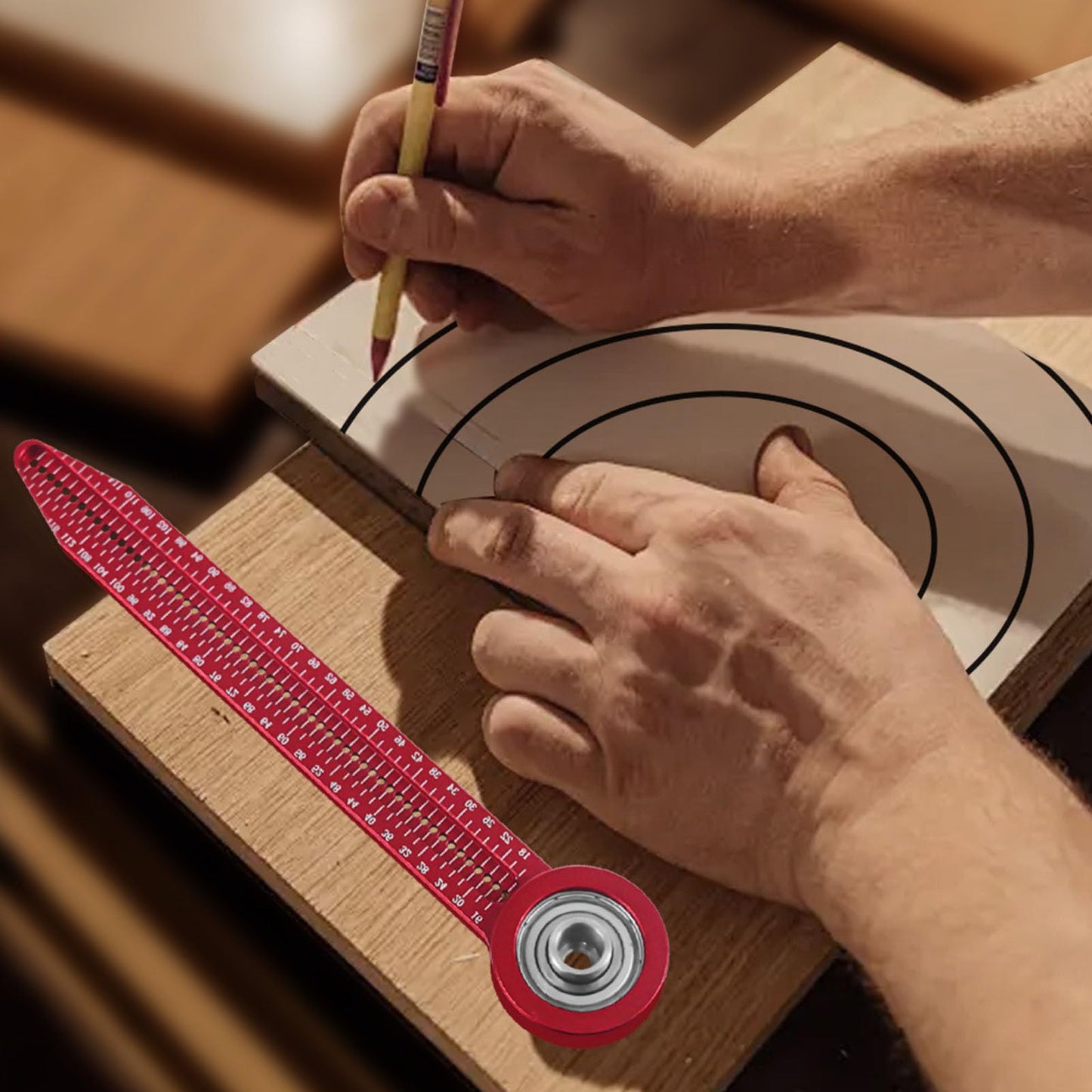 YWBL-WH Woodworking Compass Scriber, 360 Degree Rotating Circular Drawing Tool, Aluminum Alloy, Carpenter Gauge