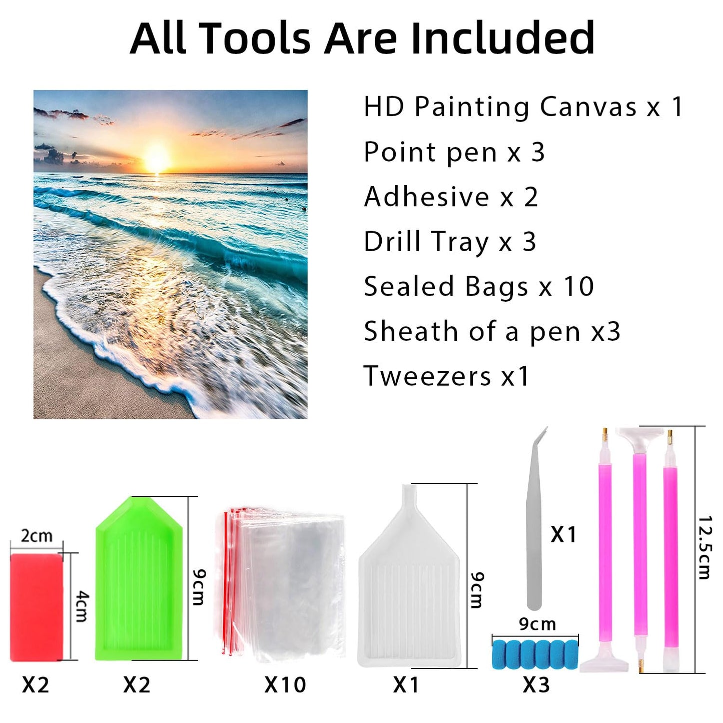 DKHDBD Diamond Painting Kits for Adults, 12x16 Inch DIY Paint by Numbers for Adults Beginner, DIY Full Drill Diamond Dots Paintings Picture Arts Craft for Home Wall Art Decor (Seaside)