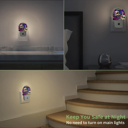 ZTHLL Purple Skeleton Skulls Night Light, Night Light Plug into Wall with Dusk to Dawn Sensor, LED Lamp Energy Saving Lights for Men Women Boys Girls,Lamp for Bedroom Bathroom Hallway
