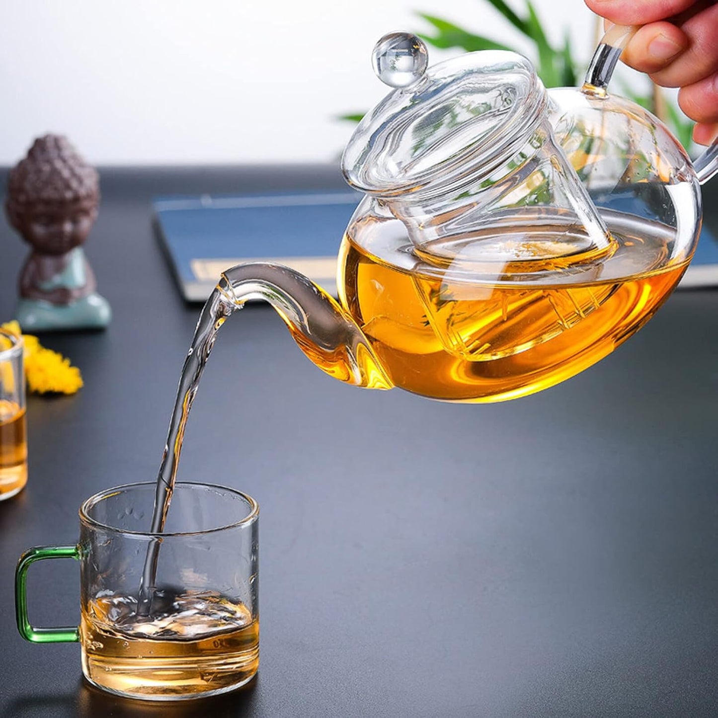 DOITOOL Glass Teapot with Infuser - Clear Tea Kettle for Stove Top, 250ML/8.5oz, Loose Tea Infuser for Home Office