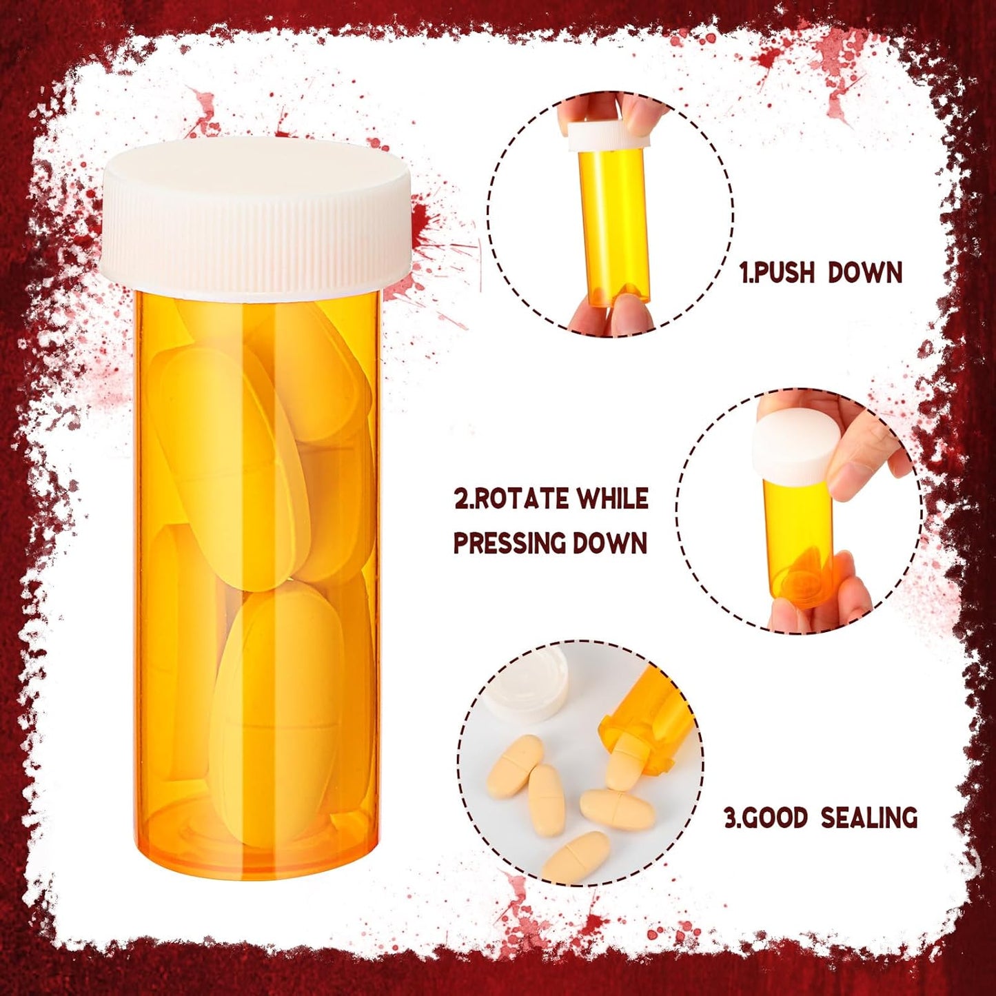 120 2 oz Uiifan Pcs Halloween Party Supplies Blood Bags for Juices Jelly Syringes Cups with Lids Pill Candy Bottles