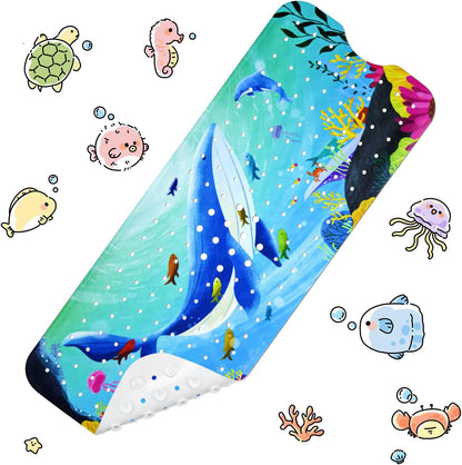 40''x16'' Vanleonet Baby Bath Mat for Tub for Kids, Extra Long Bathtub Mat Non Slip, Toddler Bath Mat Non-Slip for Tub