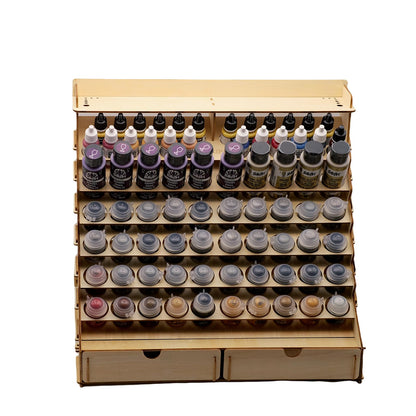 Sokipa Craft Paint Storage-Modular Paint Organizer - Holds 74 Bottles of Paints, 14 Brushes, 2 Cabinets, and 6 Miniature Stands - Art Tool Storage Rack for Miniature Paint Set