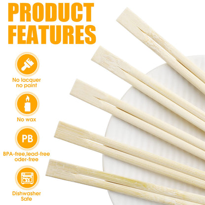 300 Pairs Disposable Chopsticks Bamboo Wooden Chopsticks Cooking Chopsticks Long Japanese Chinese Korean Individually Wrapped Connected Chopsticks with Paper Sleeve for Sushi Asian Dishes, 8.27 Inch