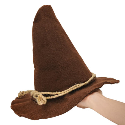 nigsouy Witch Wizard Hat for Adults, Felt Wide Brim Pointed Hat, Oktoberfest, Halloween Scarecrow Costume Accessory (Brown)