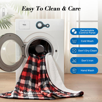 Westinghouse Heated Throw Blanket, Flower Jacquard Electric Blanket Throw with 6 Heating Levels and 2-10 Hours Auto-Off, Flannel to Sherpa Super Cozy Heated Blanket, Machine Washable (50" x 60" Beige)