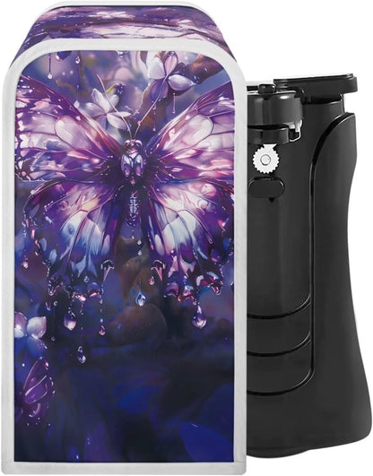 Purple Butterfly Foldable Can Opener Cover, Electric Kitchen Appliance Dust Cover for Home Decor