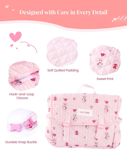 BABESIDE 9 Pcs Reborn Baby Doll Accessories for 17-22 Inch Reborn Dolls, Diaper Bag Set with 2 Diapers, Changing Pad, Bottle, Tissue and Care Set, Great for Children's Pretend Play, Doll Not Included
