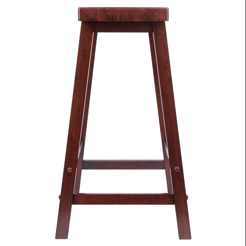 Winsome Satori Saddle Seat Counter Stool, 24" in Walnut, Classic Backless Bar Chairs for Kitchen & Dining Room Seating, Timeless Essential Furniture for Home, Dorm, Apartments