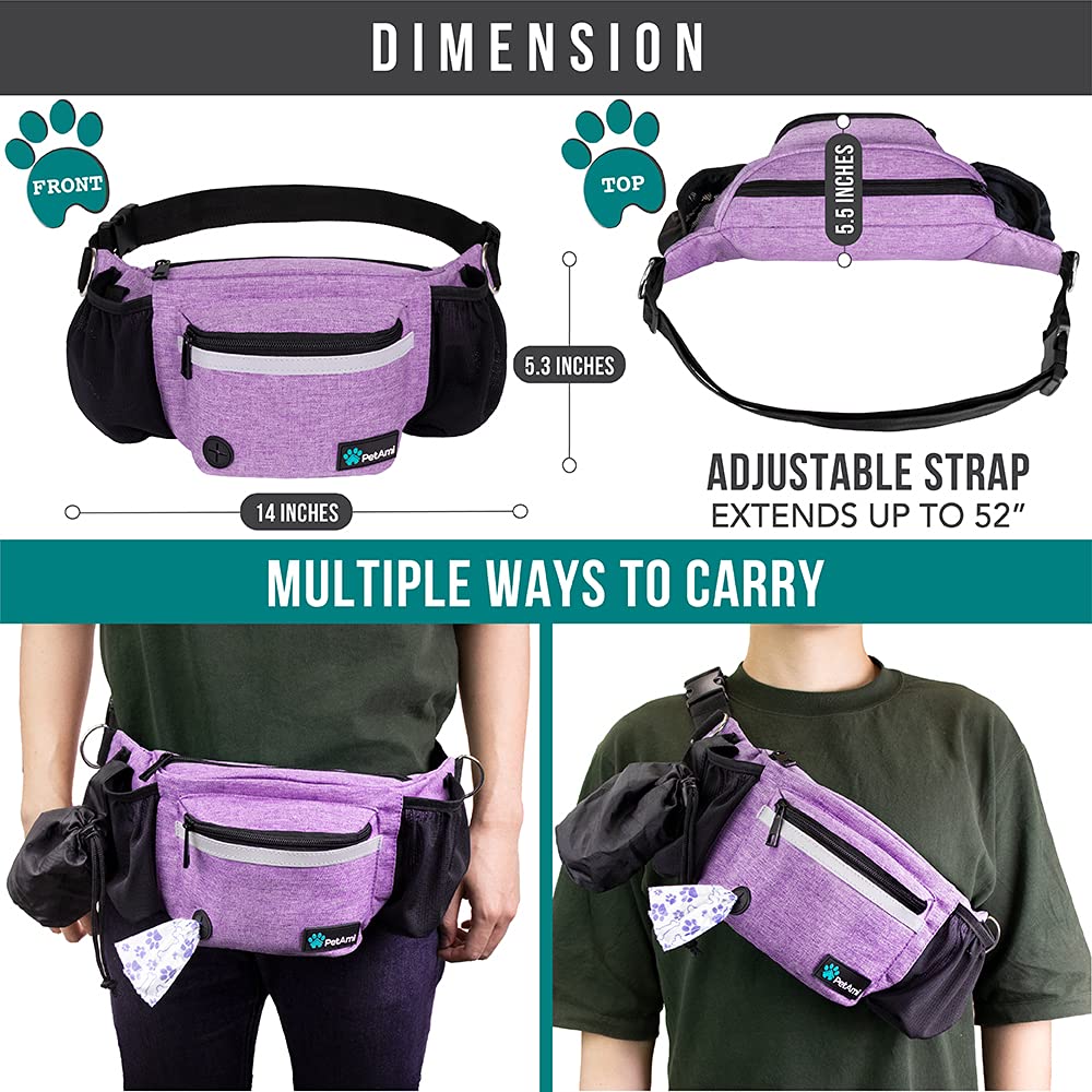 PetAmi Dog Fanny Pack, Treat Pouch for Dog Walking, Training, Built in Poop Bag Dispenser, Water Bottle Holder, Collapsible Bowl, Pet Treat Waist Belt for Hiking, Running, Kibbles (Camo Black)