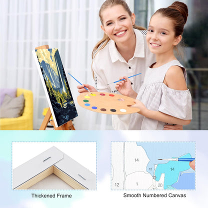TOSTOG Majestic National Parks 4 Pack Framed Canvas Paint by Numbers Art Kit for Adults and Kids, Beginner Acrylic Oil Painting Supplies with Wooden Frame for Home Wall Decor 20 * 25 cm/8 * 10 in