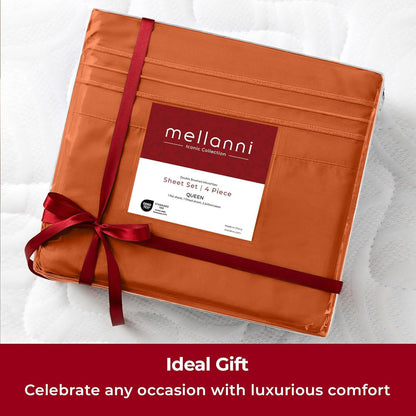 Mellanni Twin Sheets Set - 3 PC Hotel Luxury Bedding | Extra Soft, Cooling, Wrinkle & Stain Resistant (Twin, Terracotta)