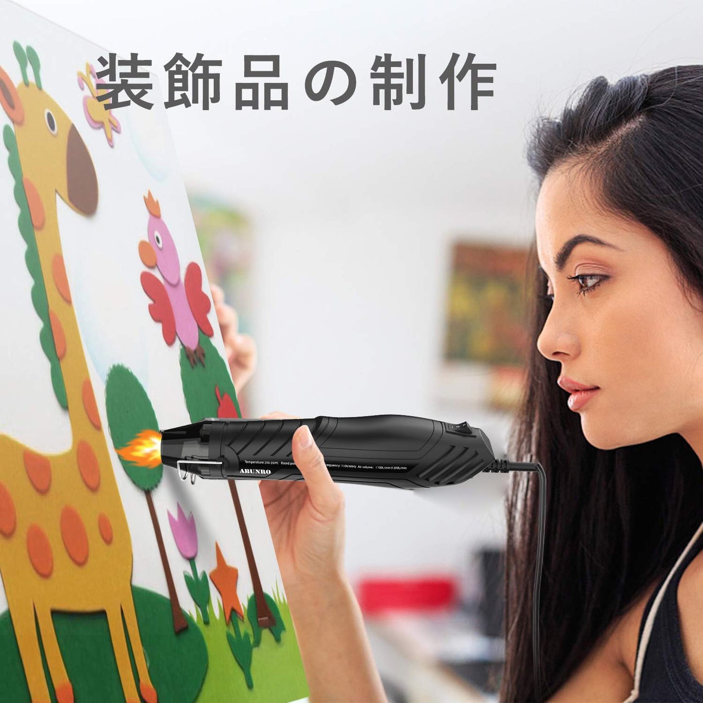 Mini Heat Gun, 2-Temp Settings 482℉ & 662℉, Fast Heating Hot Air Gun with 6.6FT Long Cable, Reflector Nozzle & Overload Protection for Crafting, DIY, Shrink Wrap, Vinyl Wrap (Black Heat Gun)