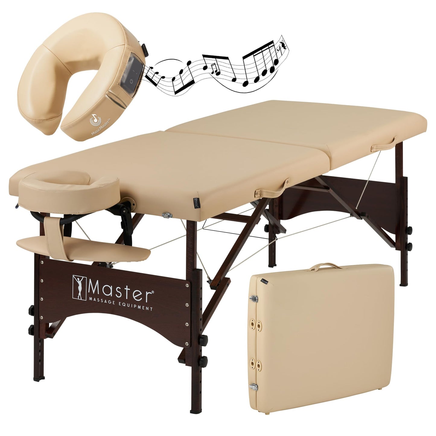 Master Massage 28" Argo Portable Massage Table with Extra Music Master Crescent Round High Fidelity Sound Face Cradle Cushionin