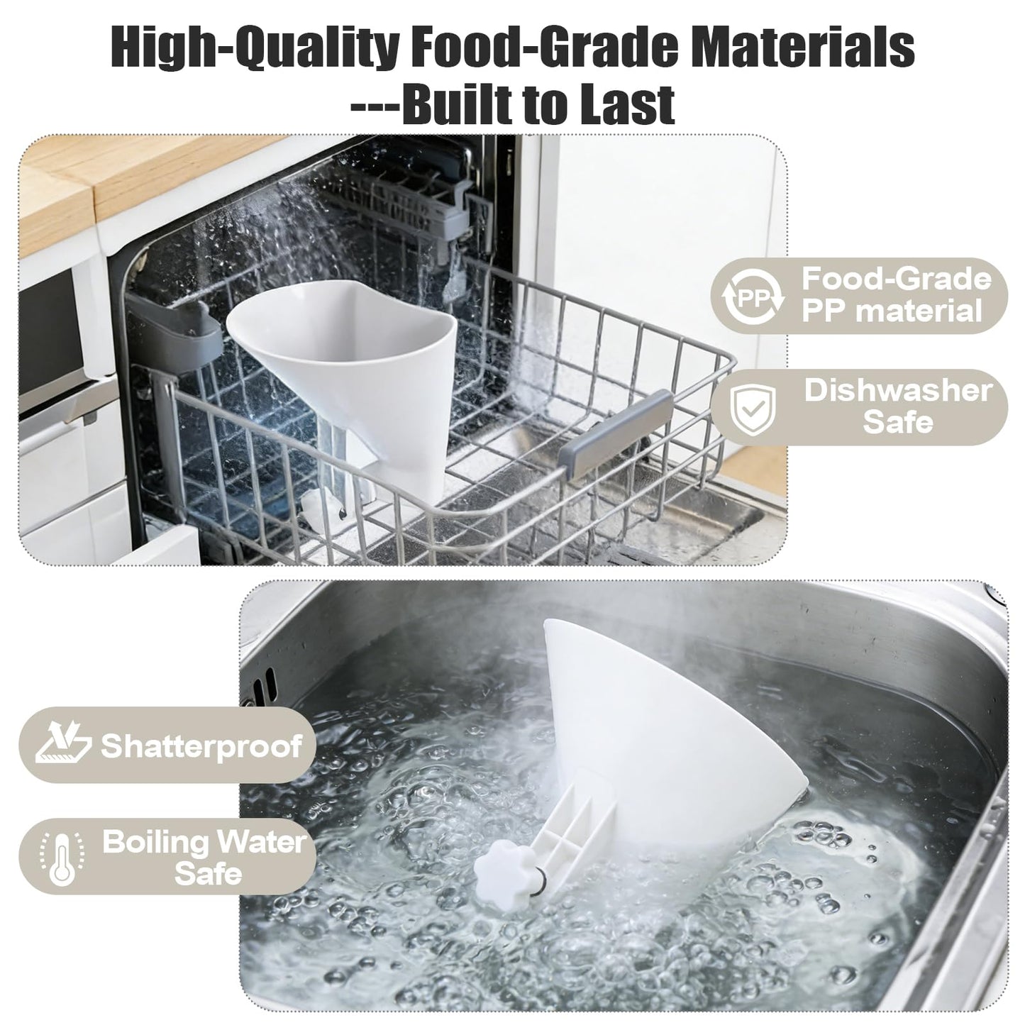 WANLISS Flour Funnel for Kitchen Aid Mixer,KitchenAid Accessories and Attachments for Multiple Stand Mixers 3.2Qt-7Qt,Wide Mouth Pouring Chute Durable Dishwasher Safe Baking Mothers Day Gift for Women
