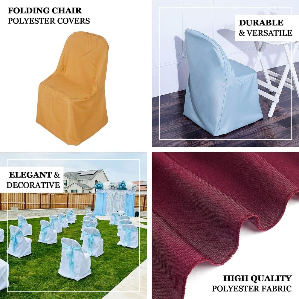 1 Set Efavormart Black Linen Polyester Folding Chair Covers for Dining Chairs Party Wedding Banquet Outdoor Event