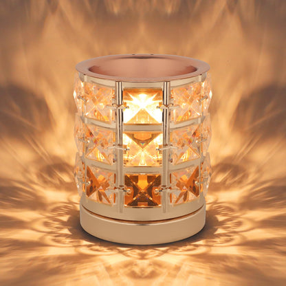 Crystal Wax Melt Warmer Candle Wax Warmer for Scented Wax 2 in 1 Wax Melts Fragrance Warmer Wax Cubes Melter Home Office Deco Night Light Valentines Day Birthday Gifts for Women Mom Girl(02-Gold)