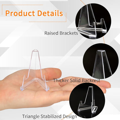 15 Pack Card Display Stands - Acrylic Clear Mini Stands for Sports Cards, Challenge Medals, and Trading Cards