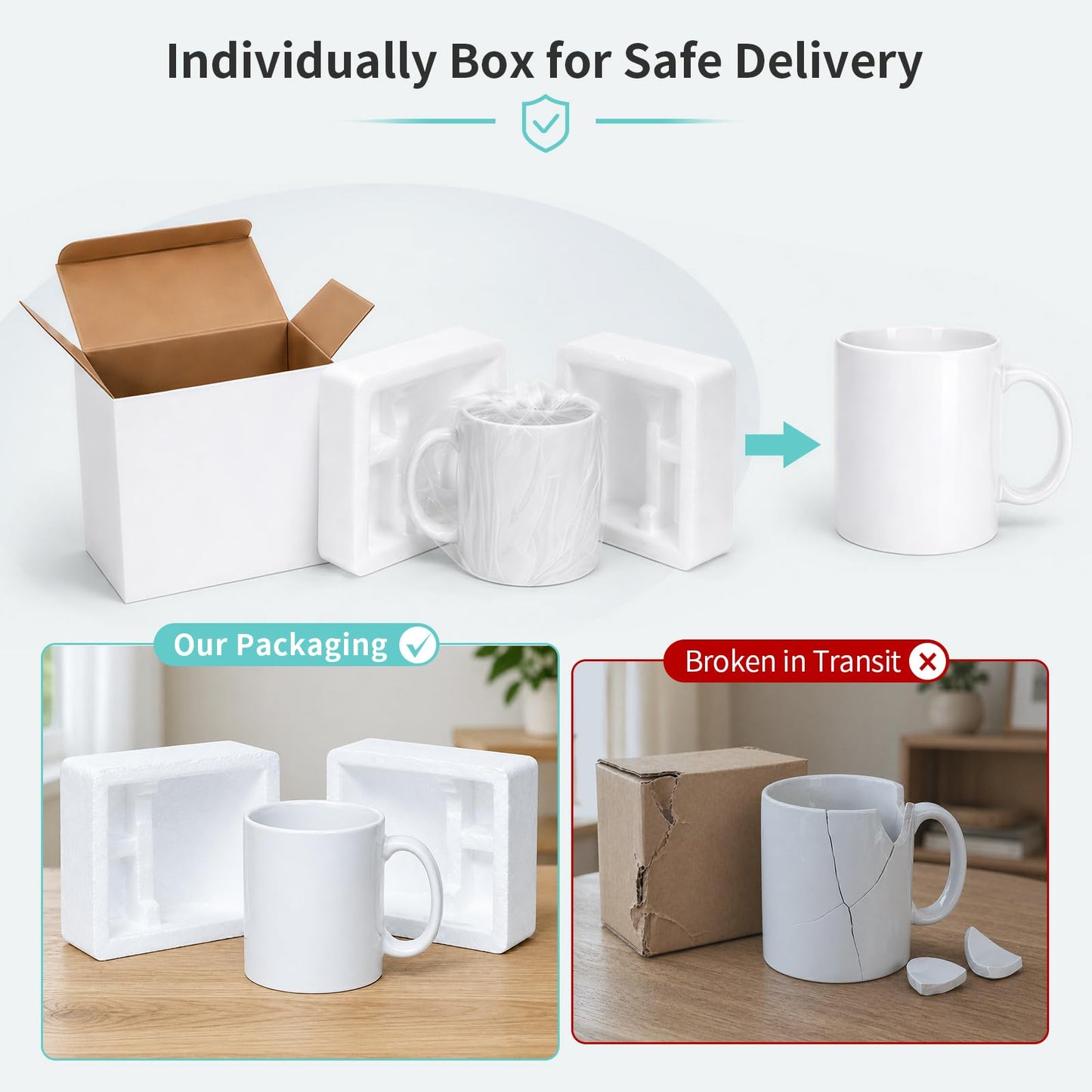 PYD Life 6 Pack Sublimation Coffee Mugs Blanks with Individual White Box, Tazas Para Sublimacion 11 OZ, Compatible with Cricut Mug Press Sublimation Oven, for Small Business DIY Custom Gifts
