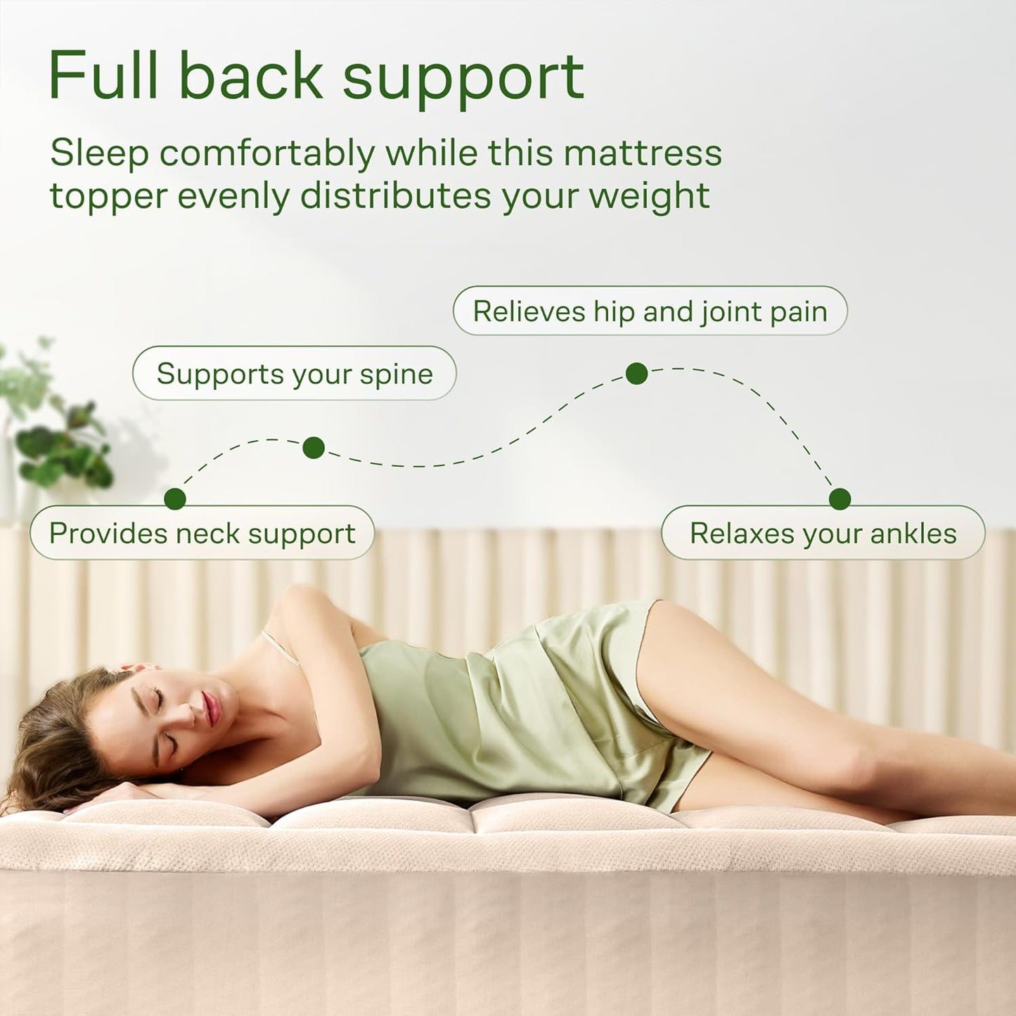 Niagara Sleep Solution Queen Size Mattress Topper - Ultra Soft Bamboo Viscose Pillow Top for Back Pain Relief | Naturally Cooling, Beige