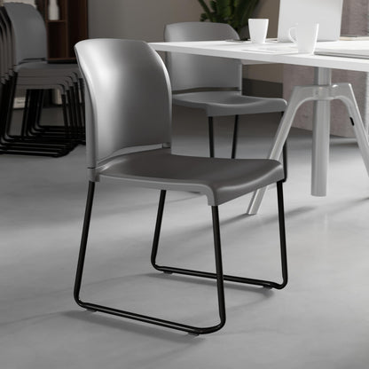 Flash Furniture Hercules Series Contoured Stacking Chairs for Waiting Rooms and Offices, Ergonomic Lobby Chairs with Curved Back, Set of 5, Gray