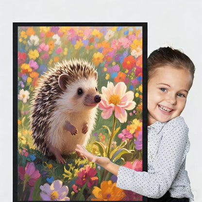 Lvmuu Hedgehog Diamond Art Kits for Adults, 5D Cute Animal Flowers Diamonds Painting Kits for Beginners, Fantastic DIY Full Round Drill Beads Gem Art Paint By Numbers Crafts Home Wall Decor 30x40cm