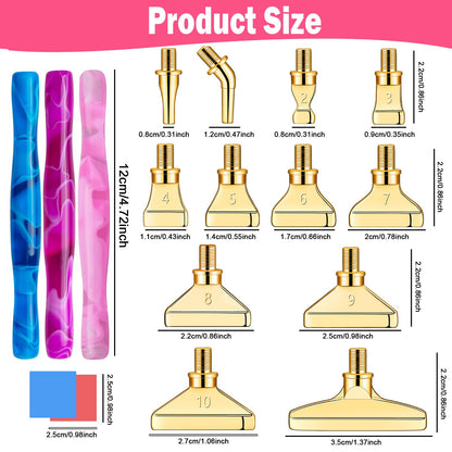 Sttargxing 28 PCS Diamond Painting Pen Kit,13PCS Stainless Steel Tips with 12 Clay, Multi Placer Tips 5D Diamond Painting Accessories, Diamond Painting Pen Replacement for DIY Craft(Gold)