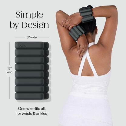 Bala Bangles Wrist & Ankle Weights for Women & Men - 2 lb Adjustable Weighted Bands - Soft Silicone Arm & Leg Weights for Pilates, Yoga, Walking, Barre, Home Workout & Strength Training Exercise