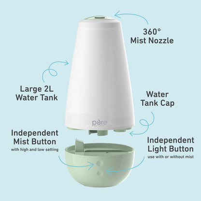 Pure Enrichment PureSpa XL 3-in-1 Cool Mist Humidifier, Essential Oil Diffuser & Mood Light - 2L Tank Provides Powerful Mist Coverage up to 350 sq ft in Bedroom, Office & Large Rooms