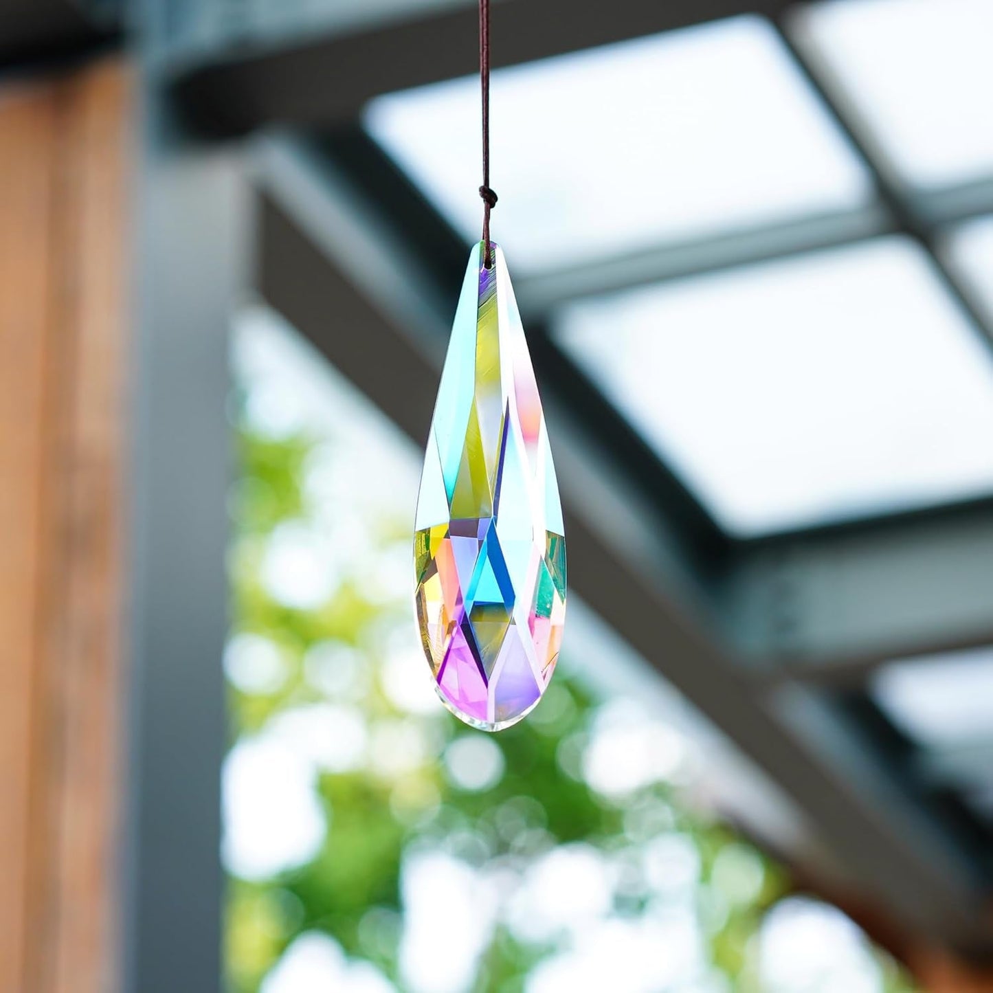 120mm H&D HYALINE & DORA Hanging Window Crystal Teardrop Prism, Suncatcher Crystal Light Catcher, Glass Hanging