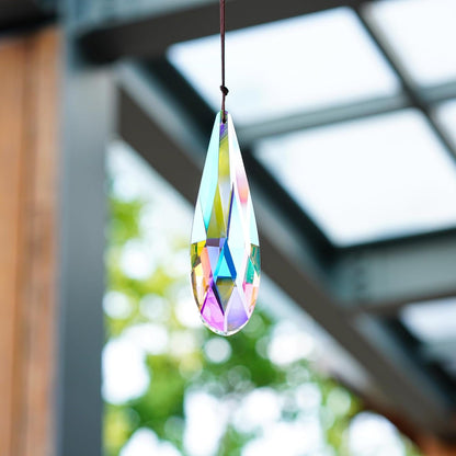 120mm H&D HYALINE & DORA Hanging Window Crystal Teardrop Prism, Suncatcher Crystal Light Catcher, Glass Hanging